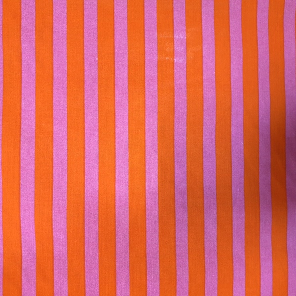 Polycotton Stripes PINK & ORANGE